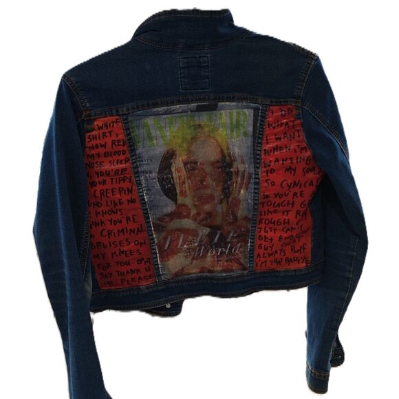 🎨 Custom Hand-Crafted Billie Eilish Denim Jacket – One-of-a-Kind Art – S - Picture 1 of 4